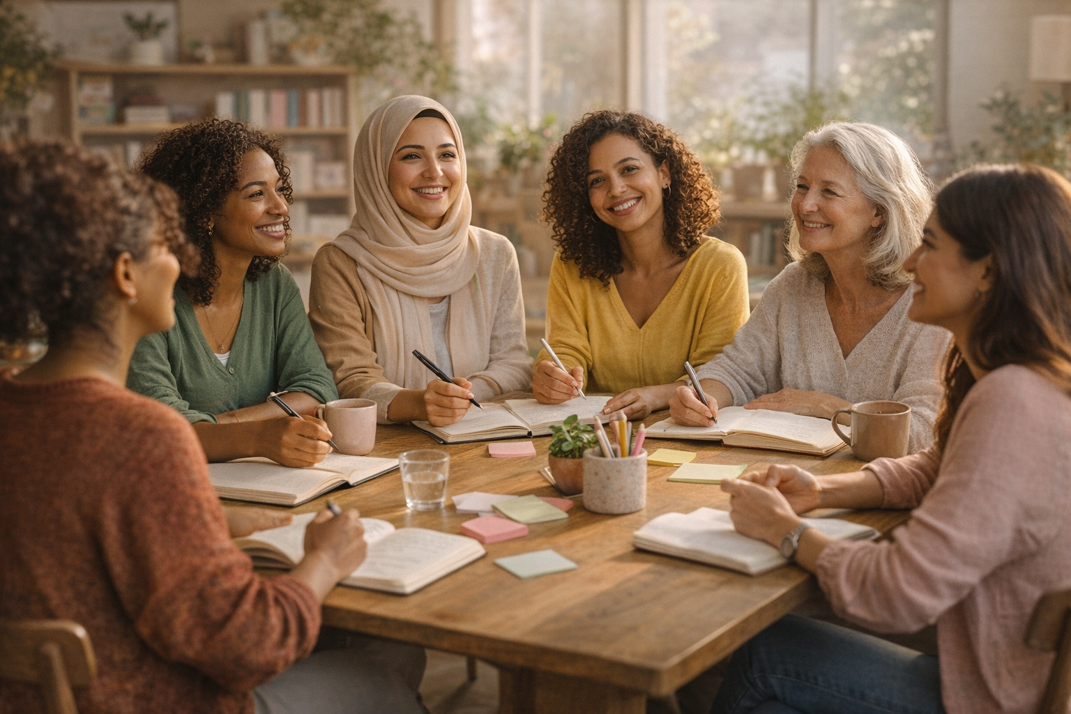 Femmes réunies autour d'une table, partageant et apprenant ensemble
